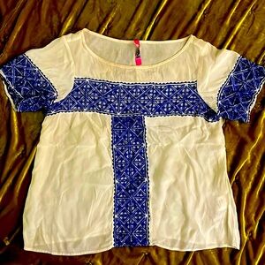 Embroidered Blue Trim Shirt